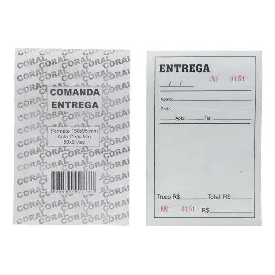 Comanda De Entrega Autocopiativa 2 Vias Numerada 1000 Folhas