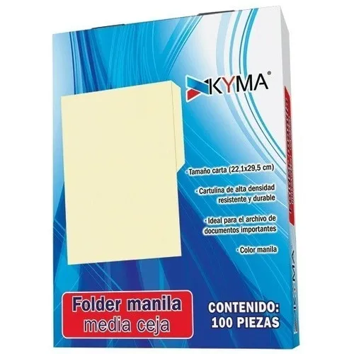 Folder Manila Tamaño Carta Color Crema Kyma Caja 100 Piezas