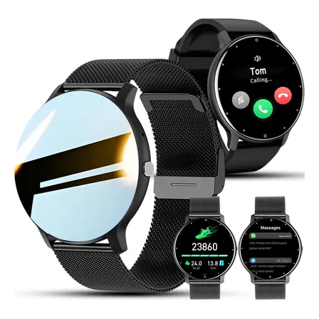 Relógio Inteligente Masculina Esportivo Bluetooth Smartwatch Preto