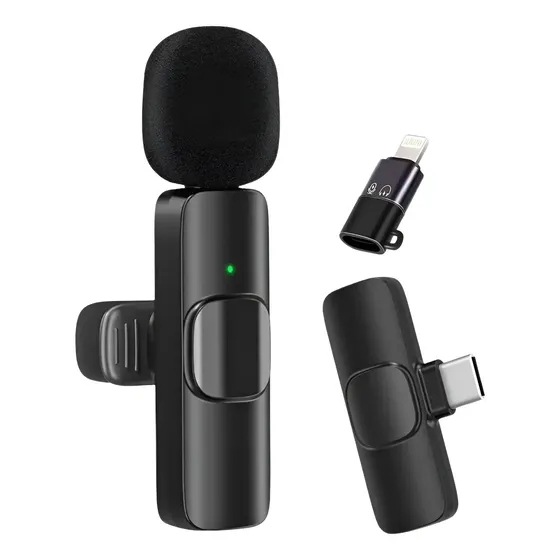 Microfono Inalámbrico Solapero Celular Tipo C Y Para iPhone Color Negro | Cuotas sin interés