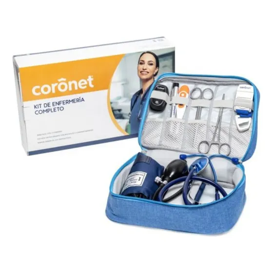 Kit Completo De Enfermeria Color Azul Coronet con estetoscopio