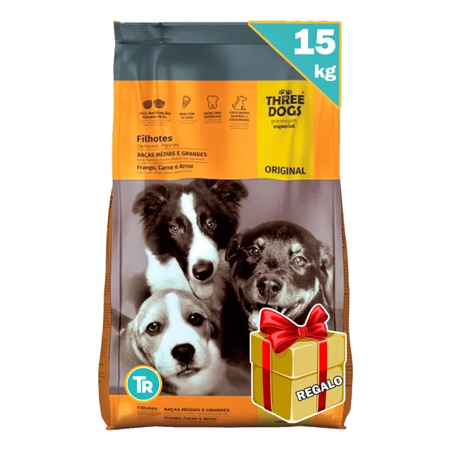 Ración Three Dogs Cachorros R Med Y Gdes + Obseq Y E Gratis