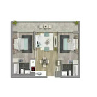 2 dormitorios  |  2 baños