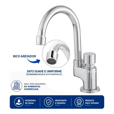 Torneira Automática Banheiro Lavatório Bica Móvel Mesa 5100 Acabamento Cromado Cor Prateado