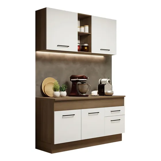 Cocina Integral Completa Modular Madesa Agata Color Marrón/Blanco 04