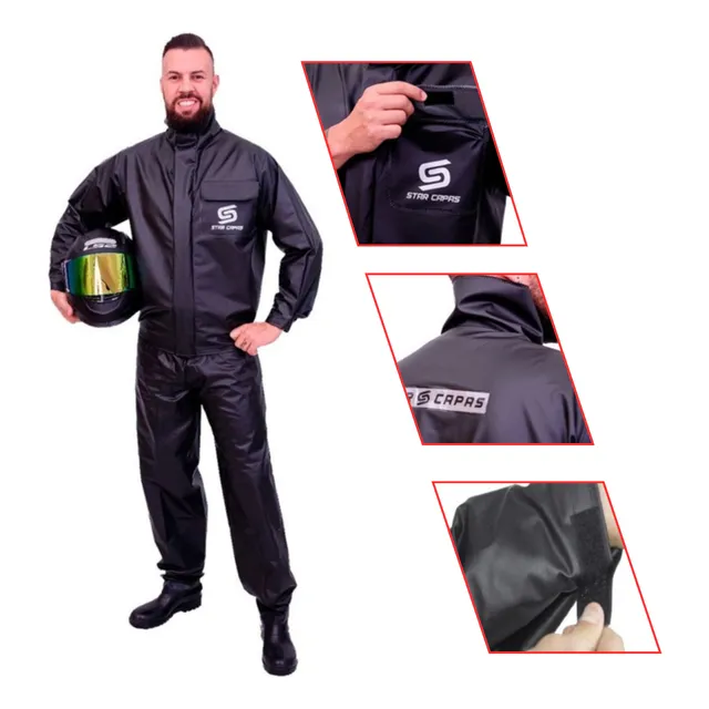 Capa De Chuva Star Impermeável Pvc Motoqueiro Motoboy Frio