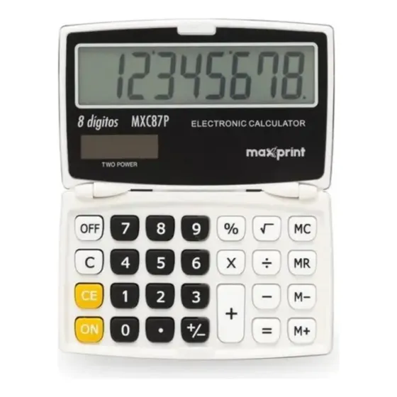Calculadora De Mesa 8 Dig Mx C87p Branco/preto - Maxprint Cor Branco