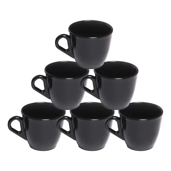 Jogo 6 Xícara Pequena Chá Café Cafézinho - Cor Preto