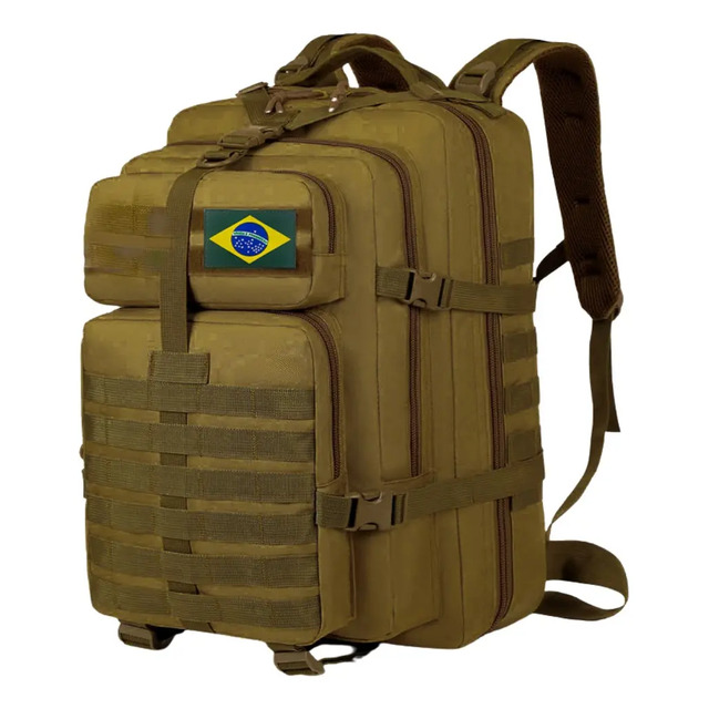 Mochila Militar Tatica Caqui 50l Impermeável Camping Grande Cáqui Lisa