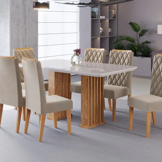 Juego De Comedor 6 Sillas Tapizadas Diseño Elegante Confort