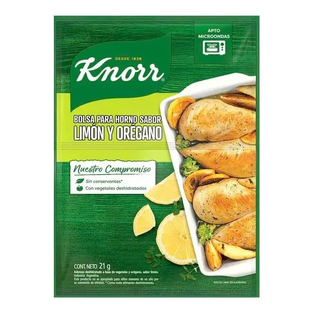 Bolsa Para Horno Knorr Limón Y Orégano X 21 Gr
