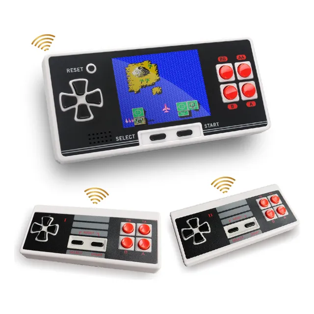 Consola portátil HT911-TW Nes Pocket Duo Screen 3.0 inch with 2 Wireless Controls Dos Jugadores Luchando Juntos Con Salida Al Televisor Conector for Auriphone Battery of Litio 600 Mah Design