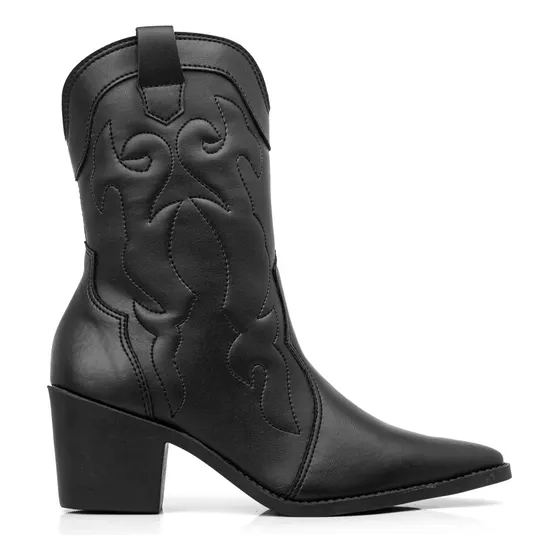 Bota Feminina Texana Bico Fino Cano Curto Confortavel Moda
