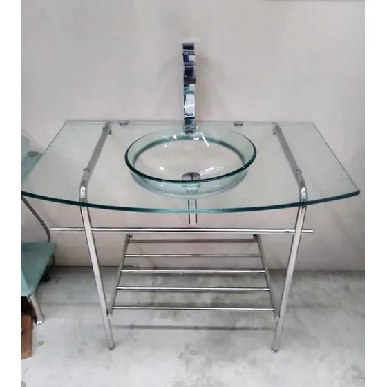 Mueble Tope Lavamanos Vidrio Acero Inoxidable C/desague 