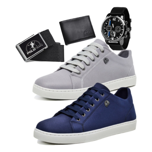 Kit 2 Pares De Tênis Polo Fran Casual Relógio Carteira Cinto Kit 2 Pares De Tênis Polo Fran Casual Relógio Carteira Cinto