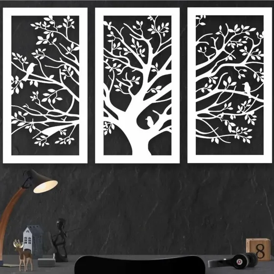 Triptico Arbol De La Vida Calado En Madera Deco Moderna