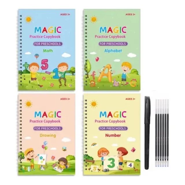 4 Libros De Caligrafía En Inglestinta Autoborrable Niños