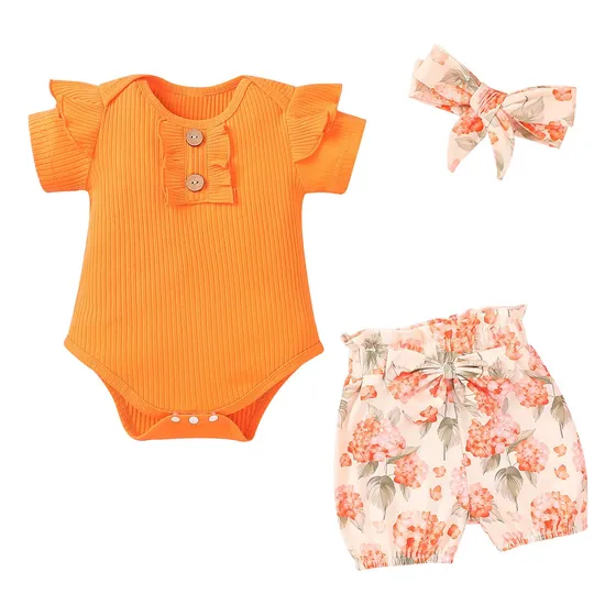 P: Roupas Para Bebês Recém-nascidos, Blusas Sólidas, Shorts