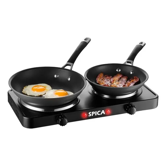 Anafe Electrico Cocina Spica Sp-1040 Doble Hornalla 5 Velocidades 220v Color Negro