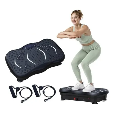 Plataforma Vibratória Silenciosa Vibratório Corporal Fitness Preto