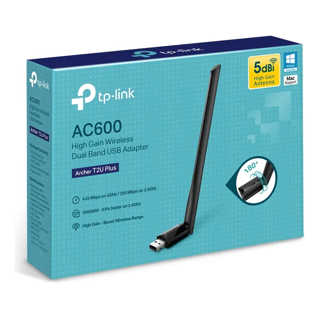 Adaptador De Red Usb Wifi Doble Banda Ac600 Tp Link T2u Plus