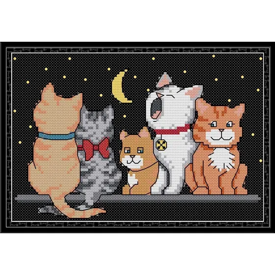 Kit Bordado Punto Cruz Para Adulto Niño Wowdecor Gato 11