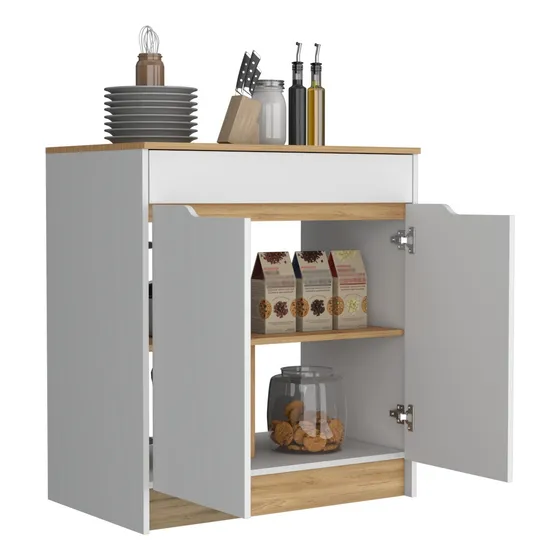 Mueble Inferior Cocina Soler 89x80 Rta Blanco Macadamia