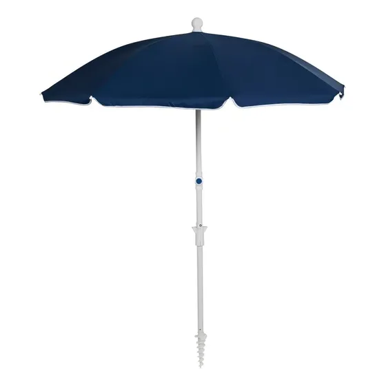 Sombrilla de Playa Zaka 1.8m Central Azul Marino Acero UV 50+ con Tirabuzón | Cuotas sin interés