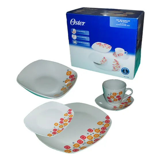 Vajilla Oster 20 Piezas De Porcelana Vitrificada Os-1128s