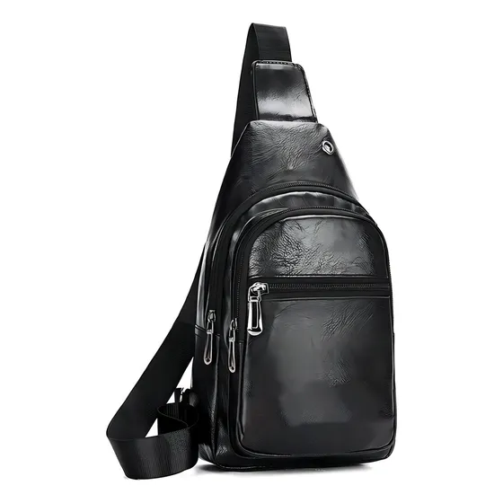 Bolsa Tiracolo Masculina Pochete Transversal Couro Ombro