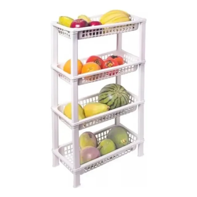 Fruteira Chão Cozinha Cesto Organizador Empilhavel 4 Andares