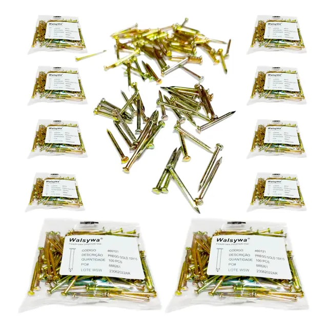 Prego 15x15 Com Cabeça Gold Temperado - Walsywa 1000unidades