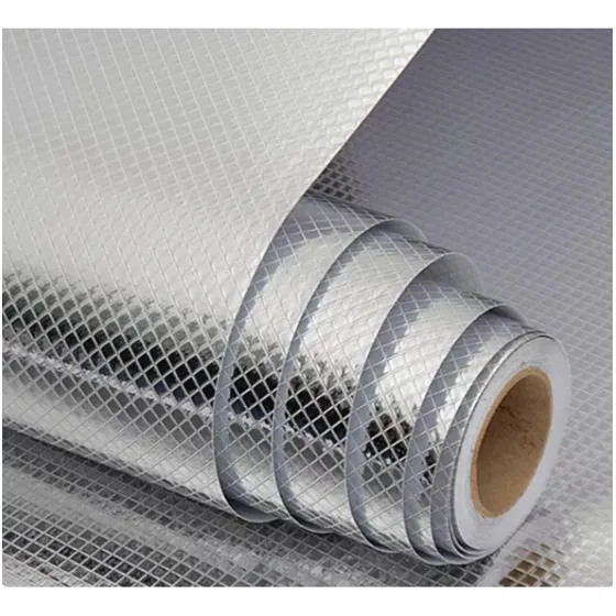 Papel Mural Autoadhesivo Rollo 10mt X 60cm Aluminio Plateado Plateado Rombo 2
