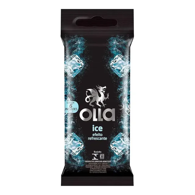 Preservativo Lubrificado Ice Olla Pacote 6 Unidades