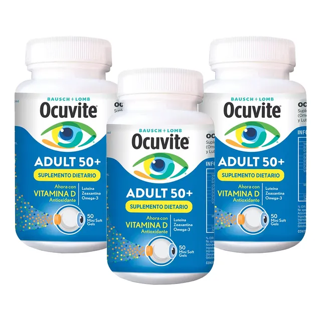 Pack 3 Ocuvite Adult 50+ Vitaminas Salud Ocular  Luteína