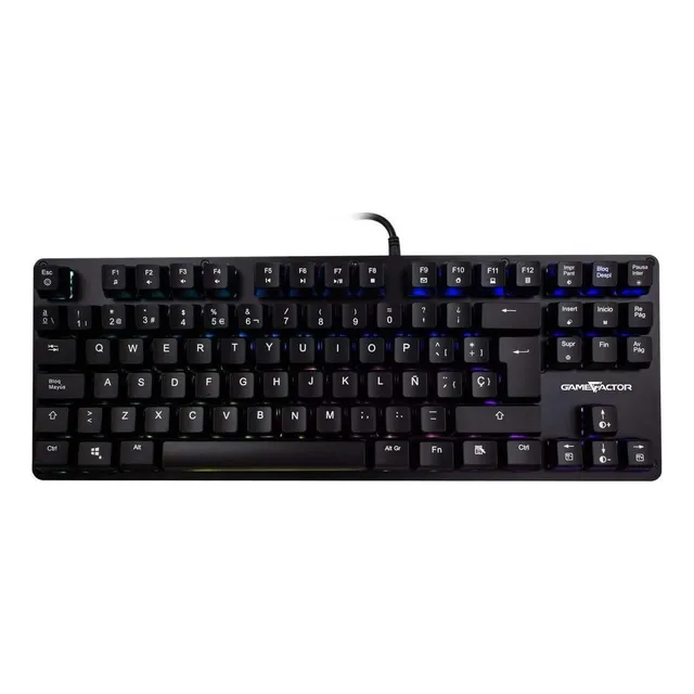 Teclado Gamer Game Factor Kbg500-rd Qwerty Negro Con Luz Rgb