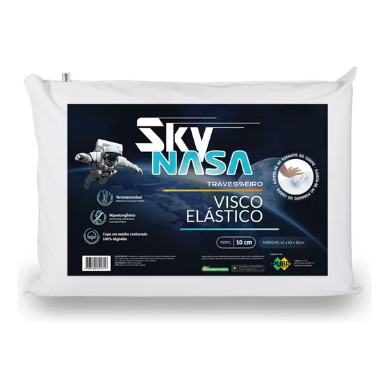 Travesseiro Nasa Nap Standard Perfil Baixo 10cm Algodão Cor Branco