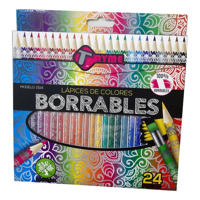 Colores Tryme Borrables 24 Piezas Edición 2024 Ideal Escuela