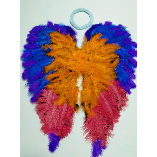 Alas De Pajaro Guacamaya Disfraz Plumas Rojo Azul Naranja