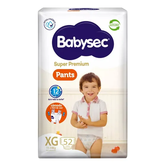 Babysec Pañales Super Premium Pants Talla Xg 52 Unid Xg Niños
