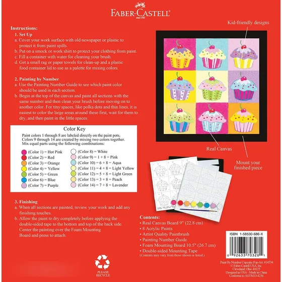 Faber-castell Paint By Number Cupcake Pop-art Kit Completo