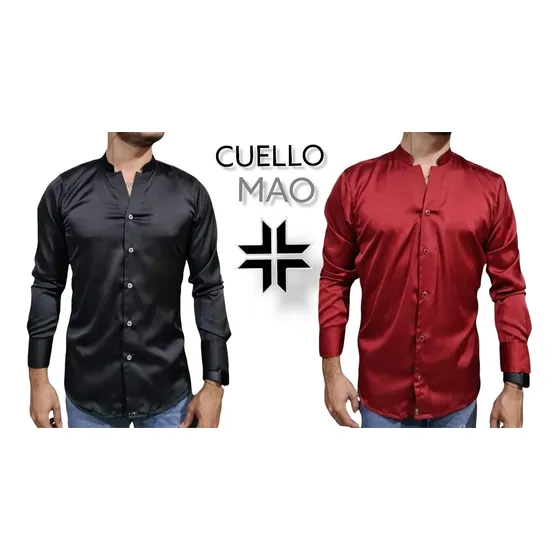 Camisa Hombre Manga Larga Cuello Mao/ Cuello Neru Premium 