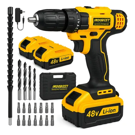 Parafusadeira Furadeira 48v Sem Fio Profissional 2 Baterias Amarelo 127/220v 50 Hz / 60hz