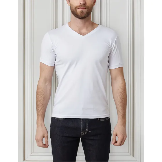 Camiseta Cuello V  Manga Corta Para Hombre Santana