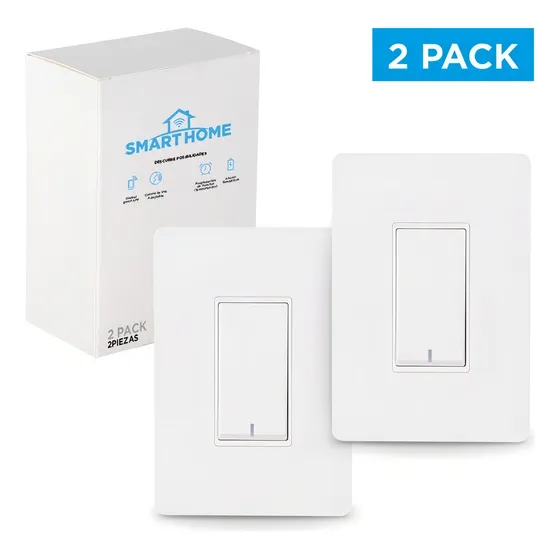 Switch De Pared Inteligente 2 Piezas Vía Wifi