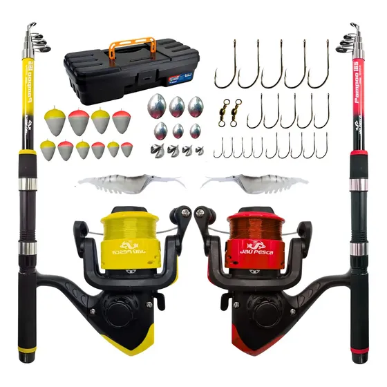 Kit De Pesca Duplo Vara + Molinete E Acessorios Jau Pesca