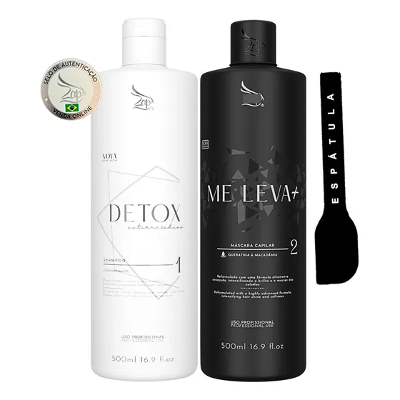 Kit Profissional Zap Me Leva + Shampoo Detox 500ml Queratina
