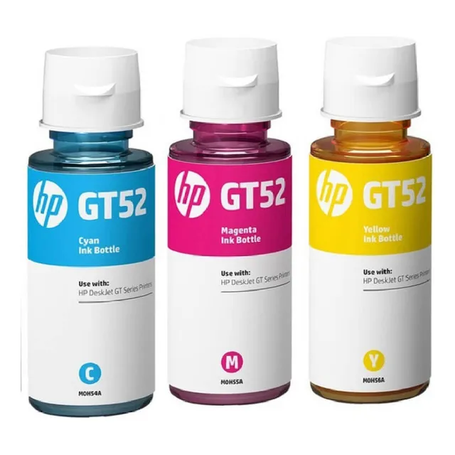 Kit De 3 Tintas Hp Gt52 Amarillo, Cyan, Magenta