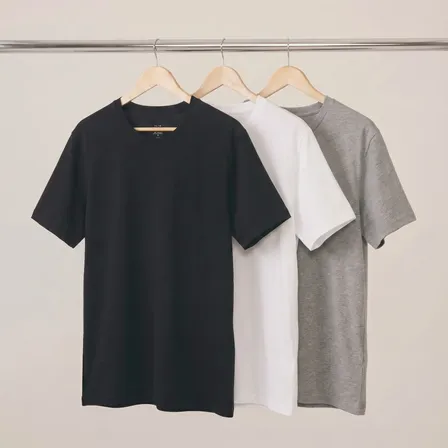 Kit 3 Camisetas Hering Masculina Básica Original Algodão Preto - Branco - Cinza M