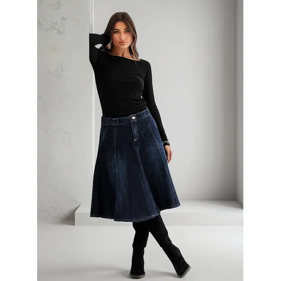 Pollera De Jean Rigida Marca Her Talles 38-50 Hj